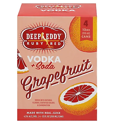 Deep Eddy Ruby Red Grapefruit RTD 4pk Cans